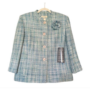 NWT Women's Amanda Smith Three Piece Suit Set Blue/White 12 Jacket Shell Pants